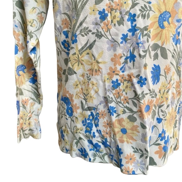 FDJ French Dressing Floral V-Neck Sweater XS Soft Knit Pullover Multicolor - Picture 3 of 13